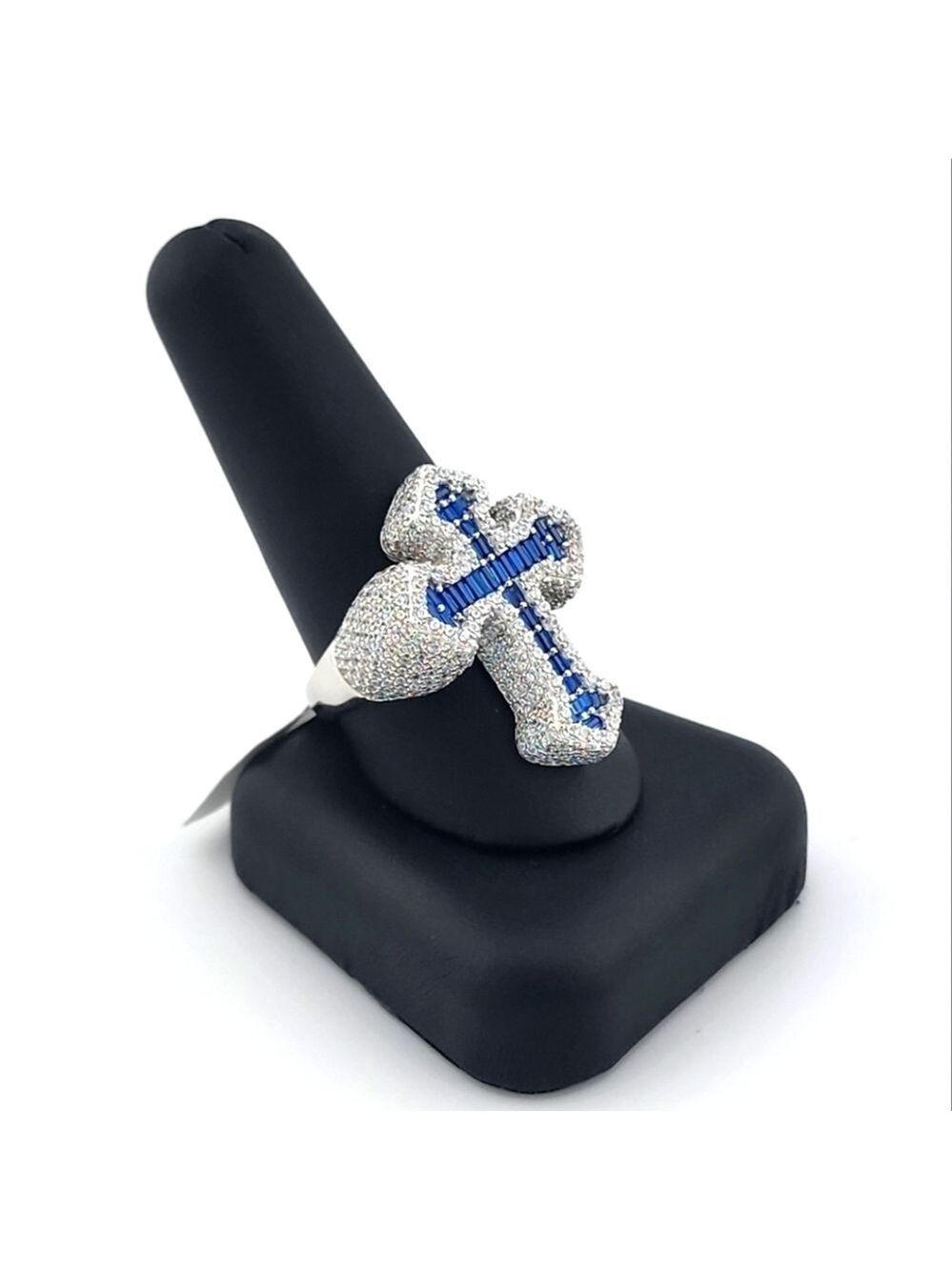 925 Silver Cross Ring Bugget and round cubic zirconia - Picture 3 of 9